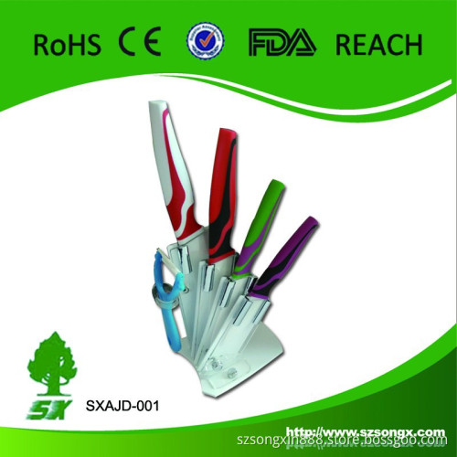 Multi-colors 6-Piece Kitchen Ceramic Knife Set With Acrylic Block